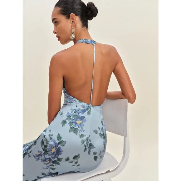 Reformation Ivan Silk Dress Fresh Air - Picture 6 of 14